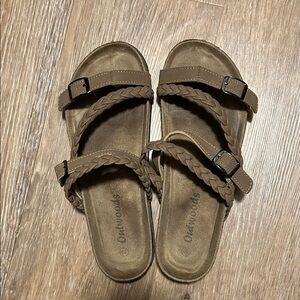 Outwoods Brown Braided Strap Sandals
